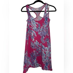 LILLY PULITZER PINK SEASHELL/CORAL RB CUTE BACK - DRESS SZ XS 31" LENGTH